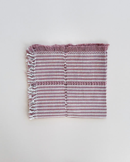Romee Mulberry purple and cream dinner napkins