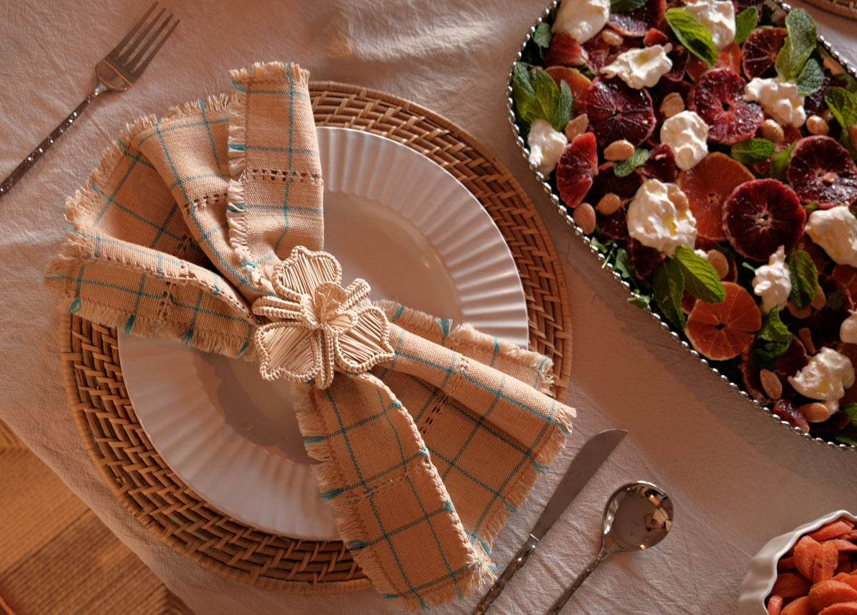 Camile Oat cotton napkin weave detail