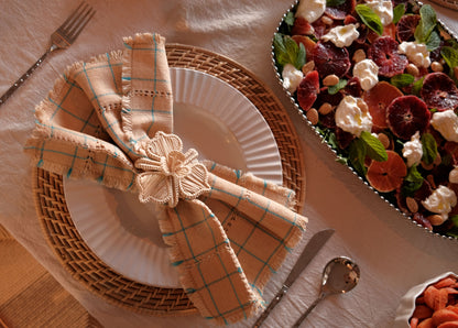 Camile Oat cotton napkin weave detail