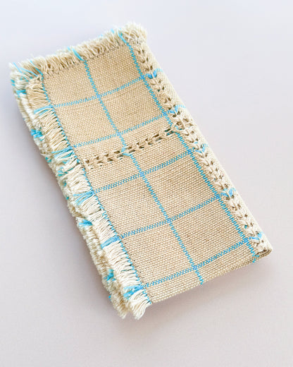 Camile Oat turquoise cotton dinner napkins