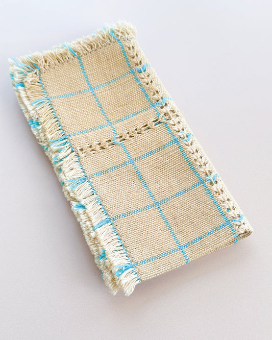 Camile Oat turquoise cotton dinner napkins