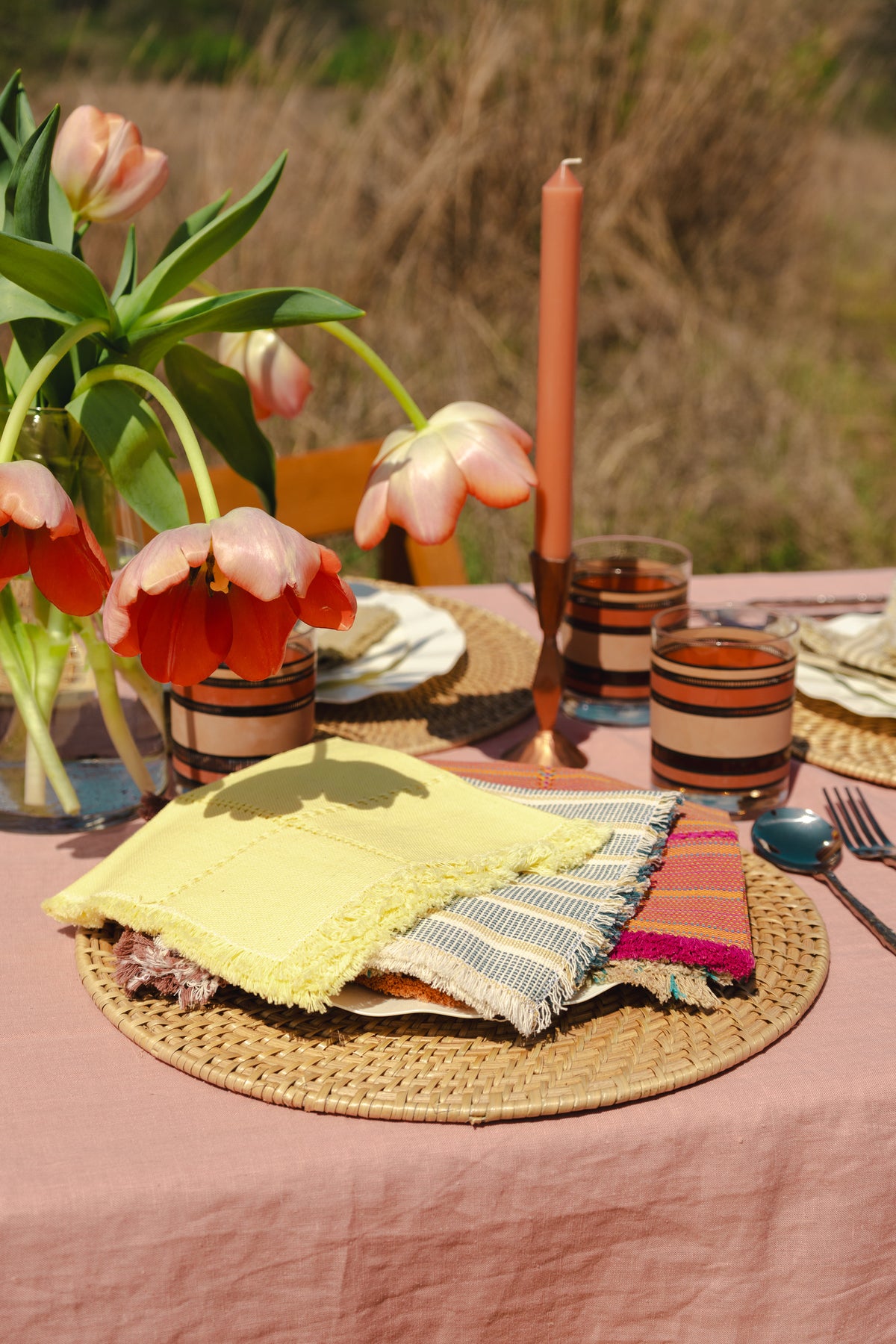 Inez Hibiscus colorful summer table setting