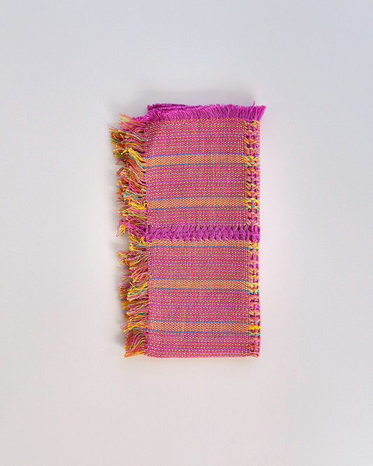 Inez Hibiscus pink and orange cotton cloth napkins