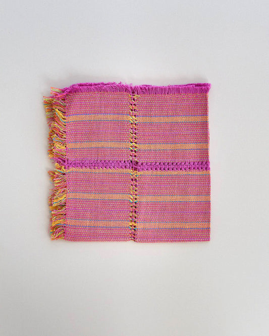 Inez Hibiscus pink orange striped dinner napkins