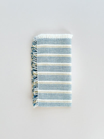 Inez Sea Salt blue and cream cotton cloth napkins