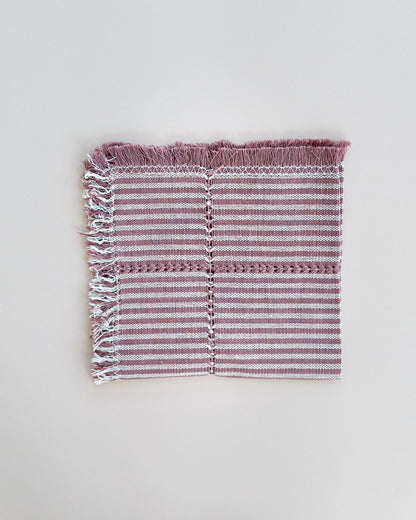Romee Mulberry purple and cream dinner napkins